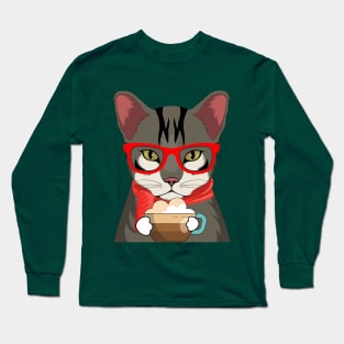 Angry Coffee Cat Long Sleeve T-Shirt